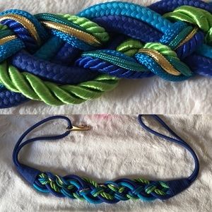 Vintage Belt Elastic knotted gold/blue